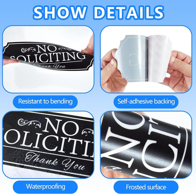 LUHIMO No Soliciting Sign Sticker for Front Door, Self-Adhesive Modern No Solicitors Sign for Home, Weatherproof and UV Resistant No Solicitation Signs for House, Business, Office, Door, Window (White) - Image 4